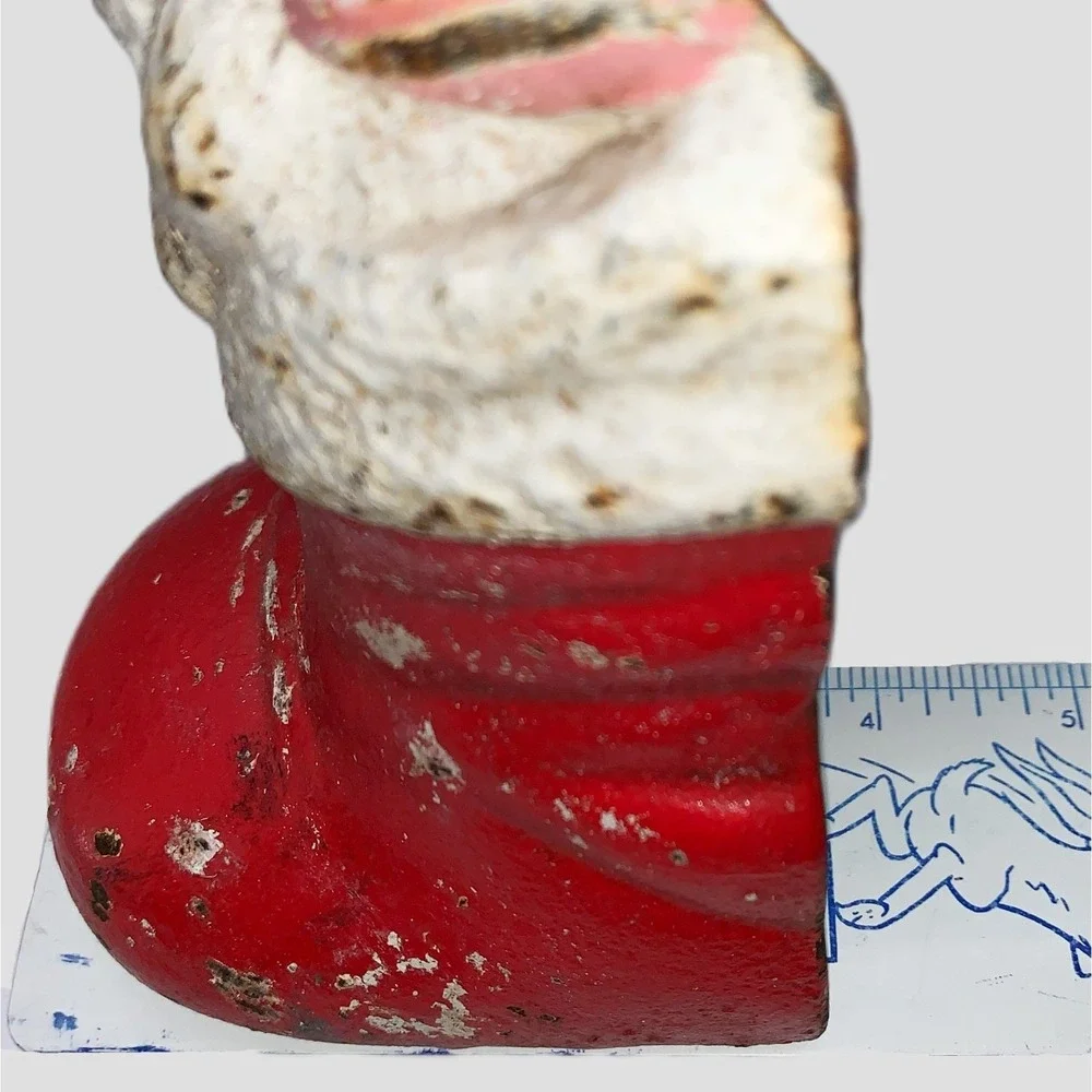 Cast Iron Doorstop Kittens in Santa Style Boots Primitive Chippy Shabby Vintage